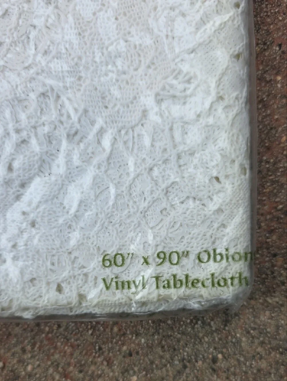 White Lace Vinyl Tablecloth - 60